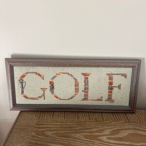 Vintage Cross Stitched GOLF custom framed picture